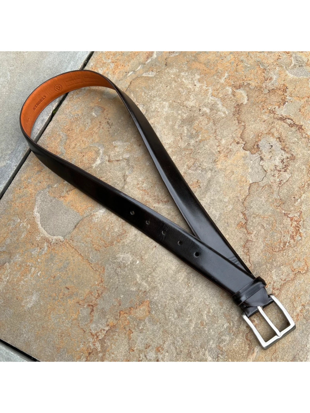 Vintage 90s Dark Brown Black Leather Belt